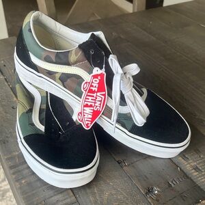 Vans Old Skool Camo and Black Suede Sneakers